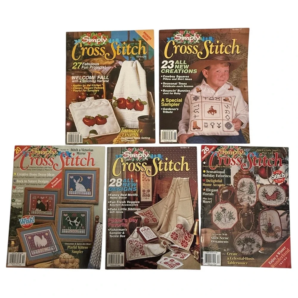 Vintage Cross Stitch Magazine Lot of  21 Patterns Set Premier Issue Christmas